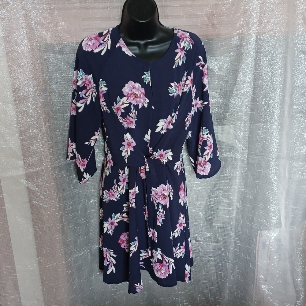 Eclair Floral Print Blue Navy Dress